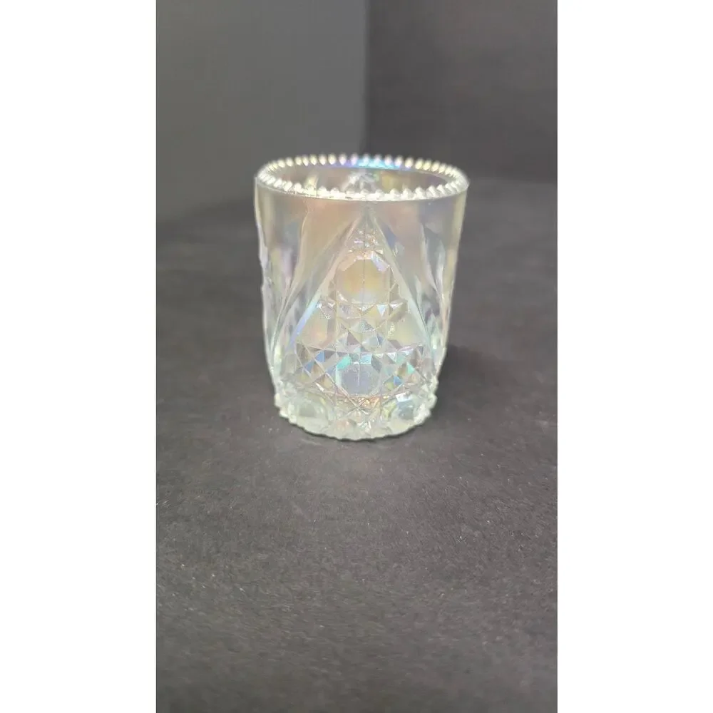 Vintage Iridescent Daisy Button Shot Glass Clear Carnival Glass Victorian Decor